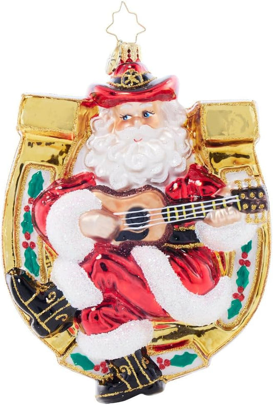 Christopher Radko Hand-Crafted European Glass Christmas Tree Decorative Ornament, Santa's Lucky Tune