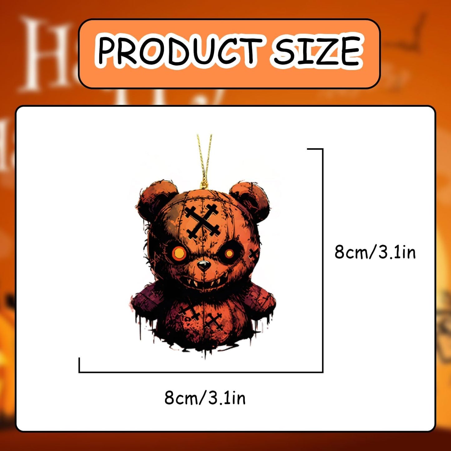 Halloween Tree Decoration, 6 Pcs Cute Acrylic Pendant, Terror Cartoon Bear Halloween Accessories, Funny Cartoon Christmas Tree Ornaments for Mini Decorations Indoor Outdoo