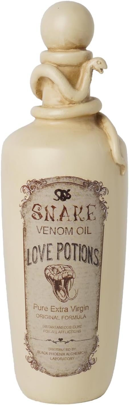 Cynkeyee Halloween Decorations Posion Bottles - Resin Snake Spooky Home Decor Halloweens Witch Potion Bottles Scary Halloween Party Decorations Indoor 3.5x3.5x10.5 Inch