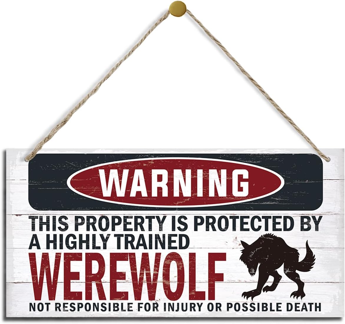 Warning Sign, Werewolf Warning Wood Plaque Sign, Funny Door Signs, Decorative Wood Hanging Suspension Plaque, Farmhouse Wooden Wall Decor, Outdoor Hanging Wooden Signs