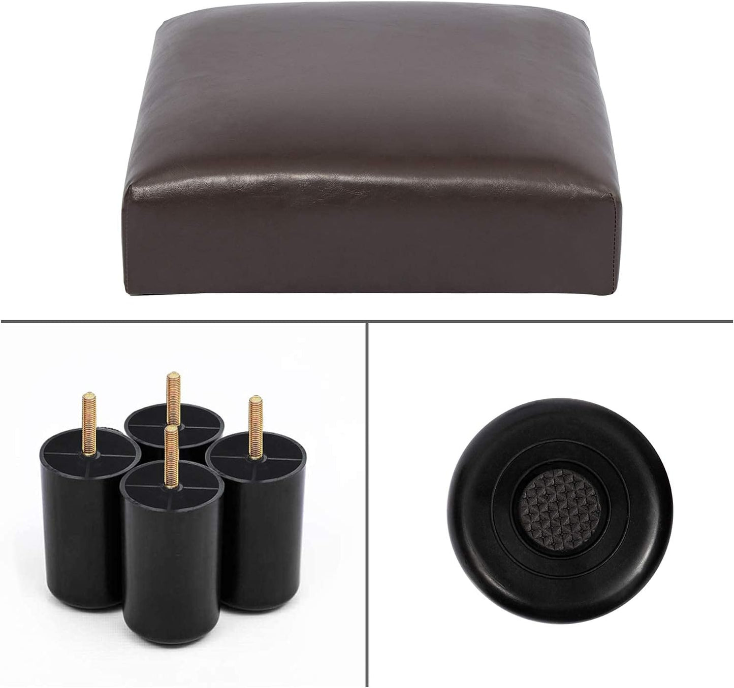 Joveco Small Foot Rest Stool Ottoman, 15" Leather Footrest Square Footstool with Non-Skid Plastic Legs, for Chair, Under Desk, Office, Living Room, Brown