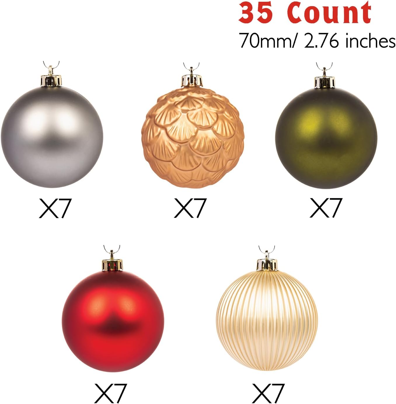 Every Day is Christmas Ornaments, Shatterproof Christmas Tree Ornament Set, Christmas Balls Decoration 35 Count (2.75"/70mm, New Woodland)