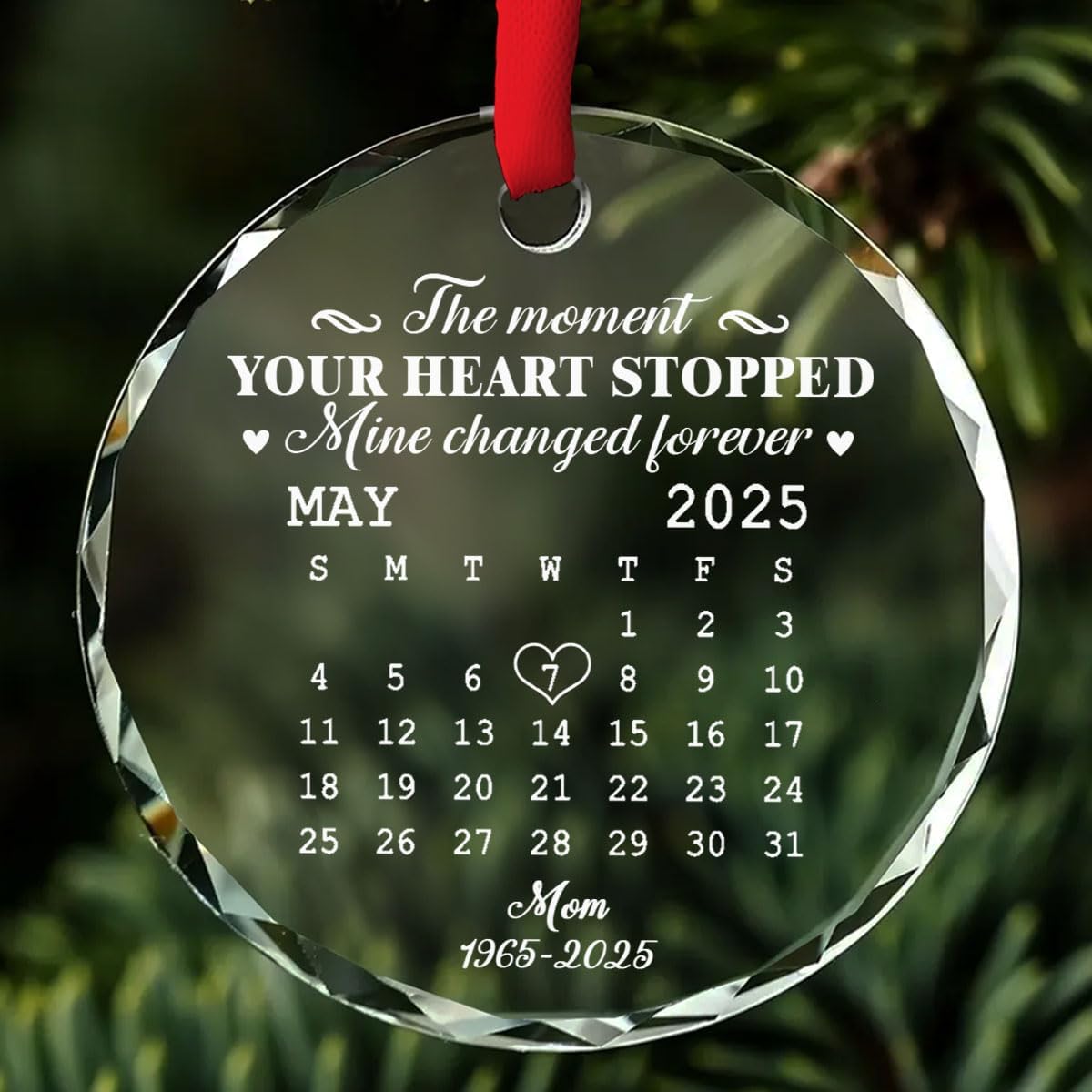 The Moment - Personalized Custom Holiday Decoration, Ideal for Loss of Loved Ones, Memorial Glass Ornament