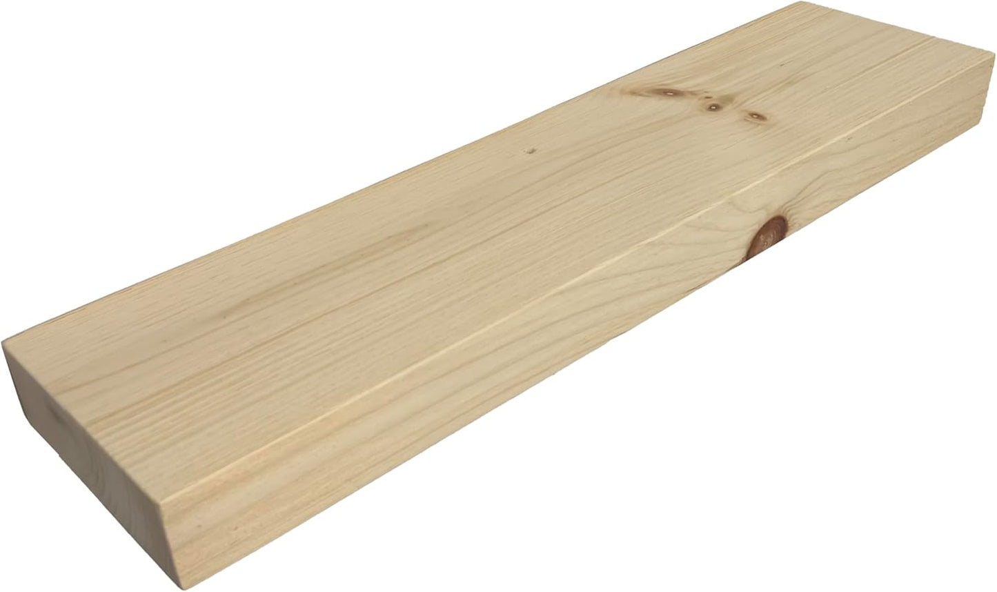 Joel's Antiques 24 Inch Floating Shelves for Wall - 24x6x2 in - Unfinished Wood Shelf Design, Wooden Wall Shelves for Bedroom, Bathroom, Kitchen and Living Room - Display and Store Your Décor at Home