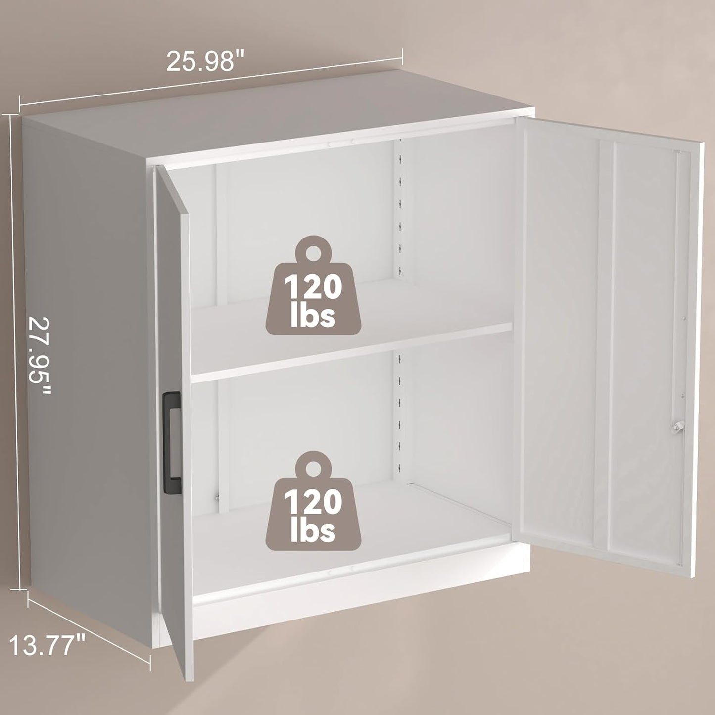 Wall Cabinet,Lockable Storage Cabinets with Adjustable Shelf,Locking Wall Storage Cabinet with Doors for Laundry Room,Home Office,White