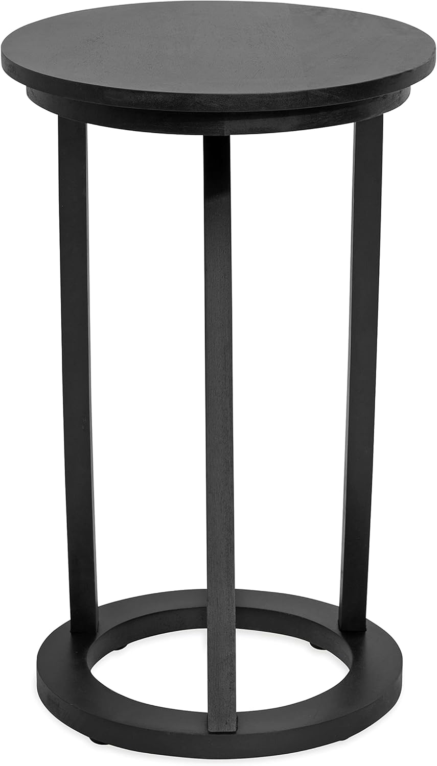 Kate and Laurel Aja Modern Side Table, 15 x 15 x 23, Black, Decorative Modern Geometric Wood Bedroom Nightstand Table with Round Tabletop and Unique Slanted Legs