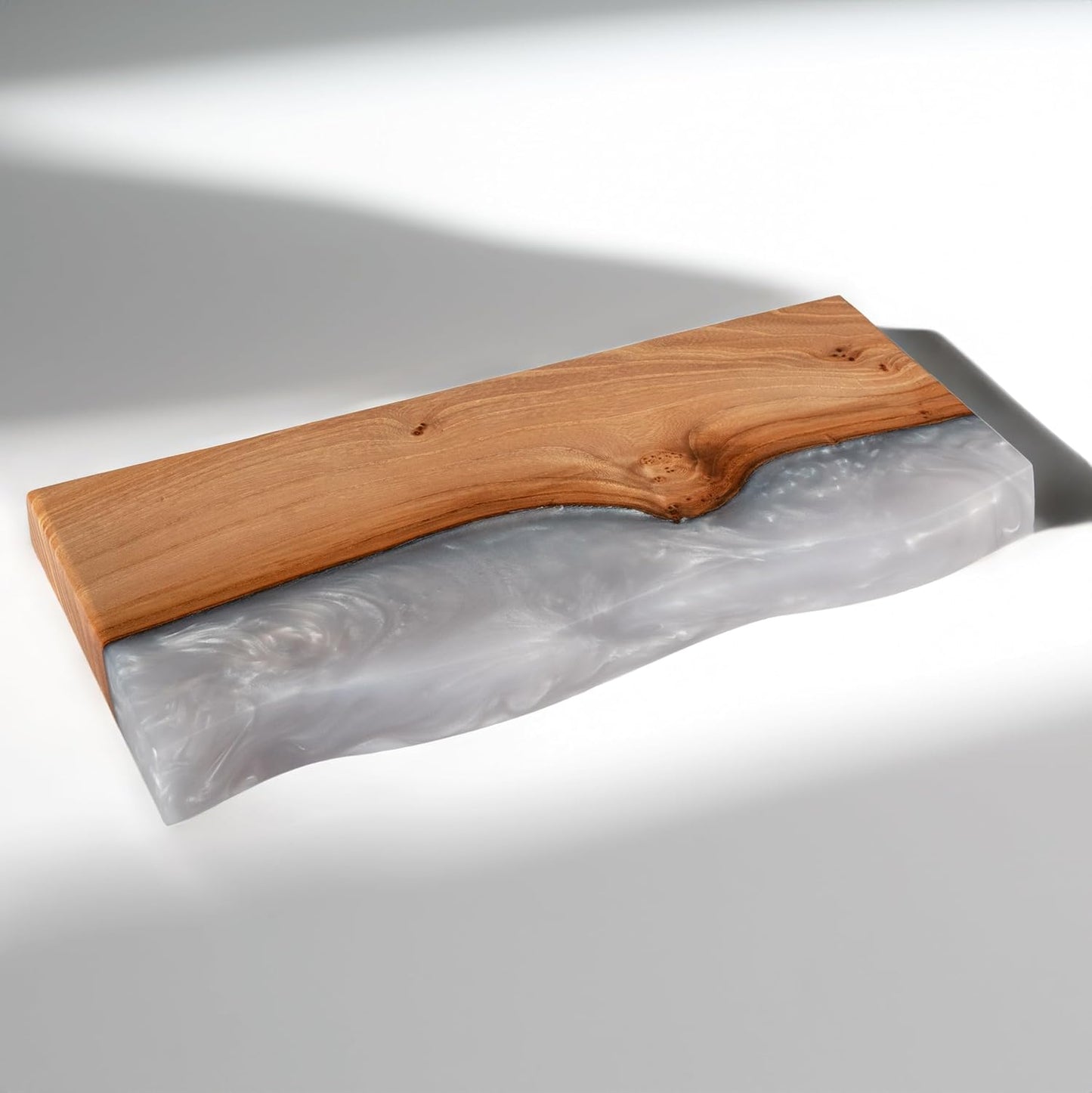 RWA Unique Live Edge Floating Shelf for Wall - Stylish Hanging Shelves for Room Wall Bedroom Bathroom Office Decor, Epoxy and Wood Wall Shelf Plank - Elegant Wall Mounted Shelves (platinum, 24x7")