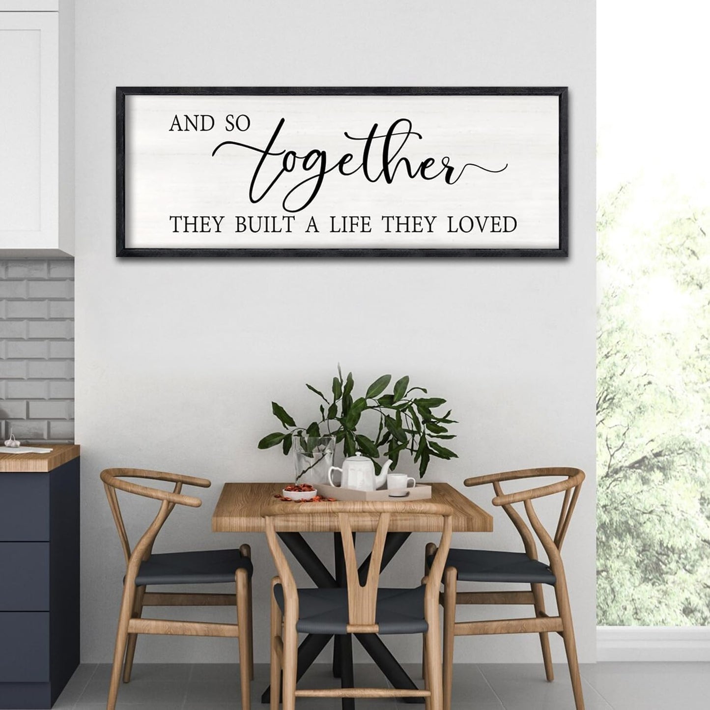 And So Together They Built A Life They Loved Sign Large Above Bed Wall Decor 32"×12" for Bedroom Over Bed Wall Art Hanging (Black)