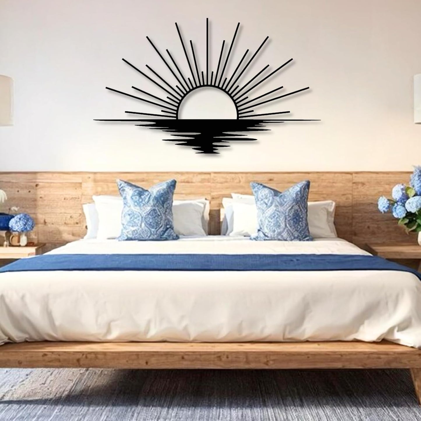 Sunrise Metal Wall Art, Metal Sun Wall Decor, Metal Sun Outdoor Decor, Large Metal Sun Wall Art, Sun Wall Art, Boho Sun Wall Art, Sunshine Metal Sign, Living Room Bedroom Wall Hangings (Gold, 31"x 18"| 80x47cm )