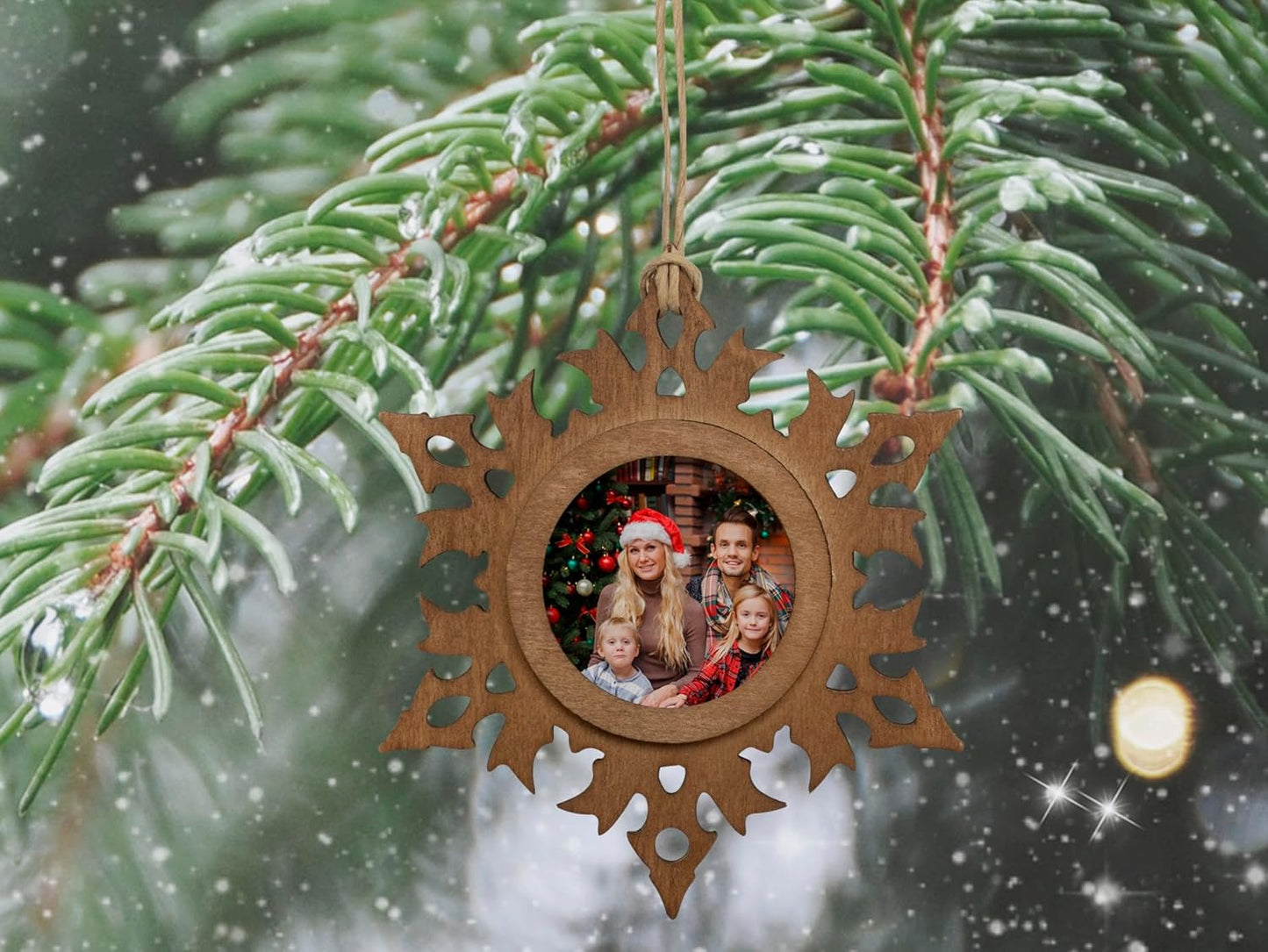 Wood Snowflake 1.5" Photo Ornaments - Pack of 10