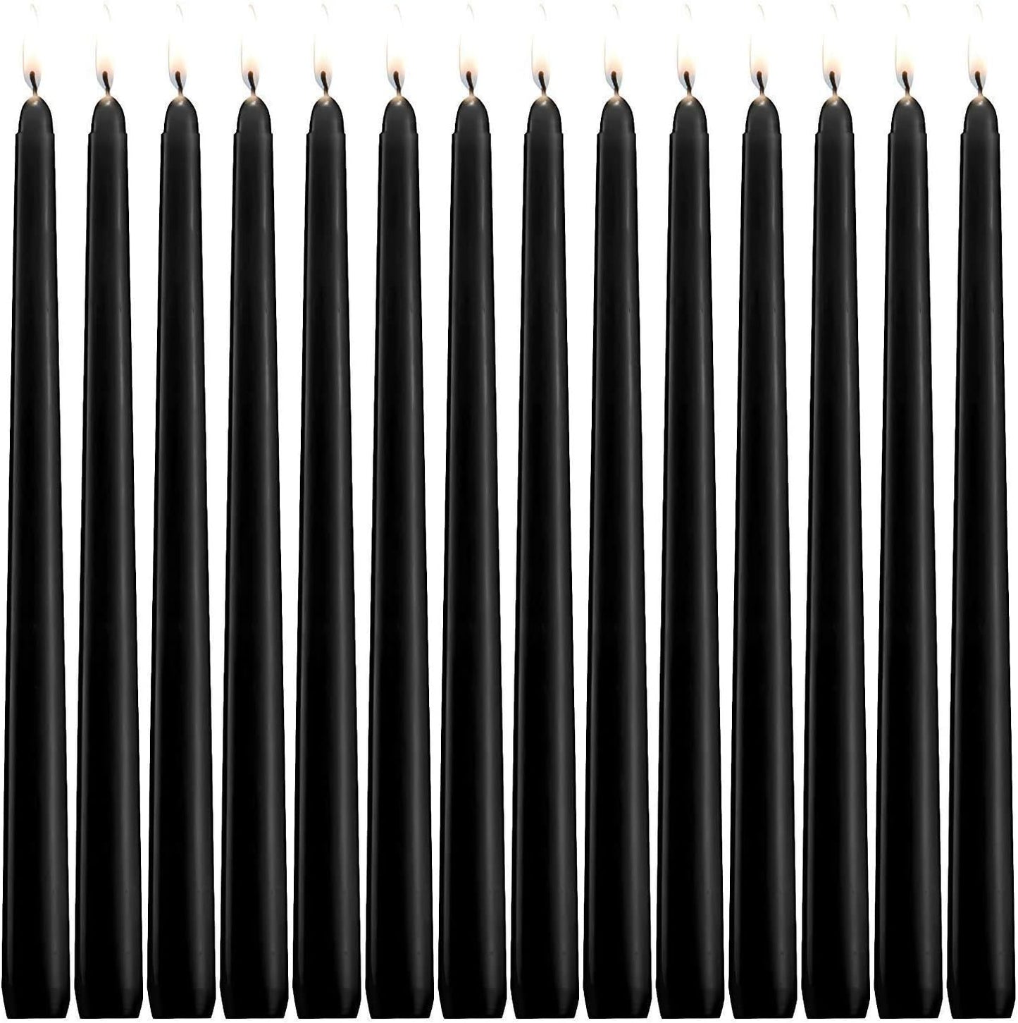 14 Pack Black Taper Candles 12 Inch Tall 3/4 Inch Thick Burn 10 Hours