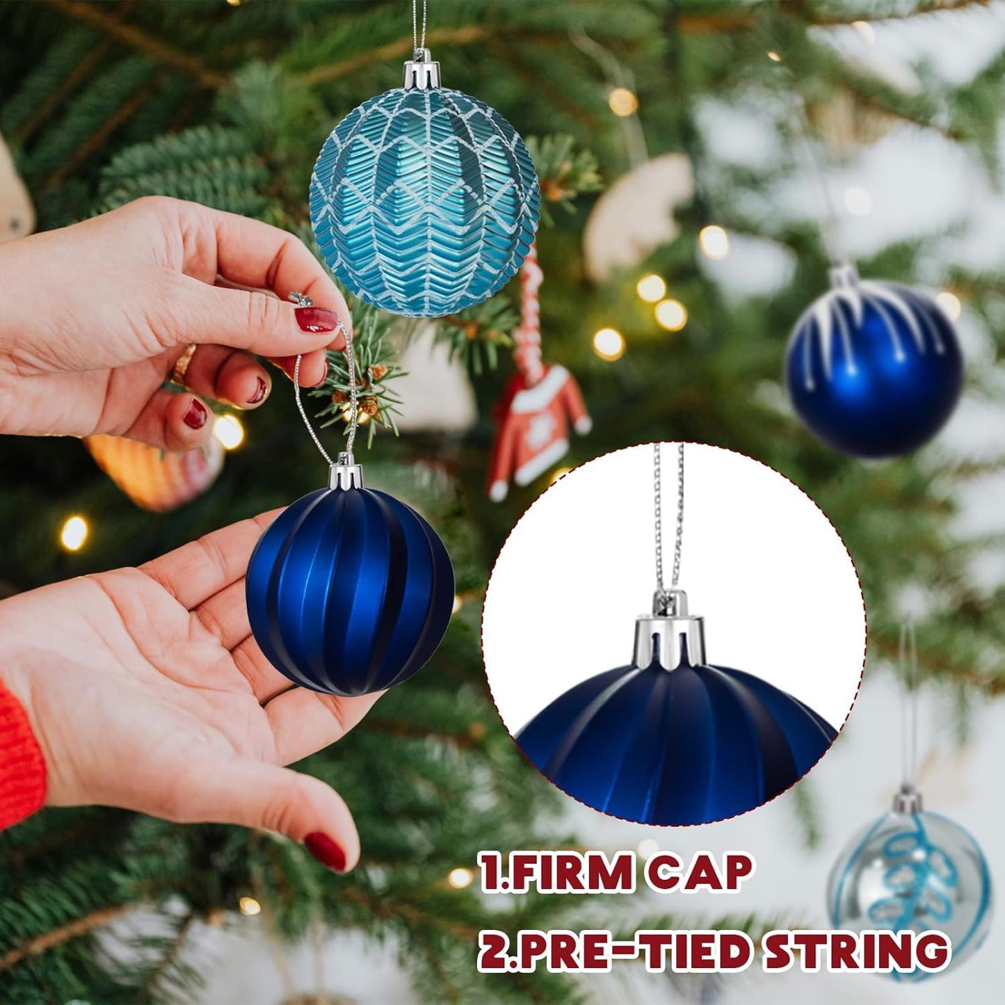 LARAINE Christmas Balls Ornaments 16 Pcs Decorations for Christmas Tree, Shatterproof Hanging Ball Variety Gift Set of Holiday Party Wedding Decoration (Blue)