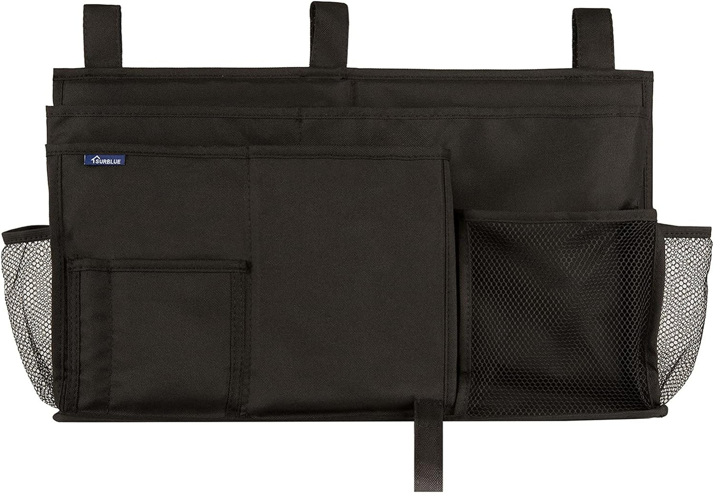 Surblue Caddy Hanging Organizer Bedside Storage Bag for Bunk and Hospital Beds, Black, L