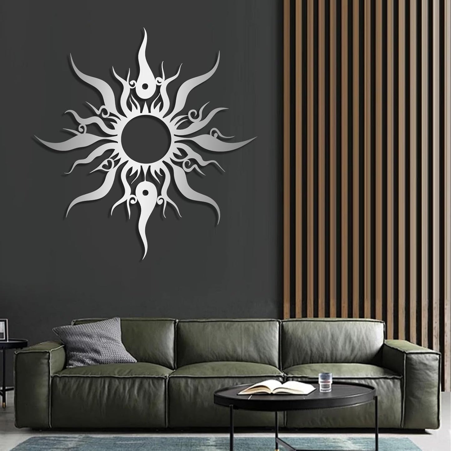 Hotuijxca Metal Wacky Sun Wall Art, Wacky Sun Metal Decor for Livingroom, Bedroom (White, 35"x34"/90x87cm, metal wall art)