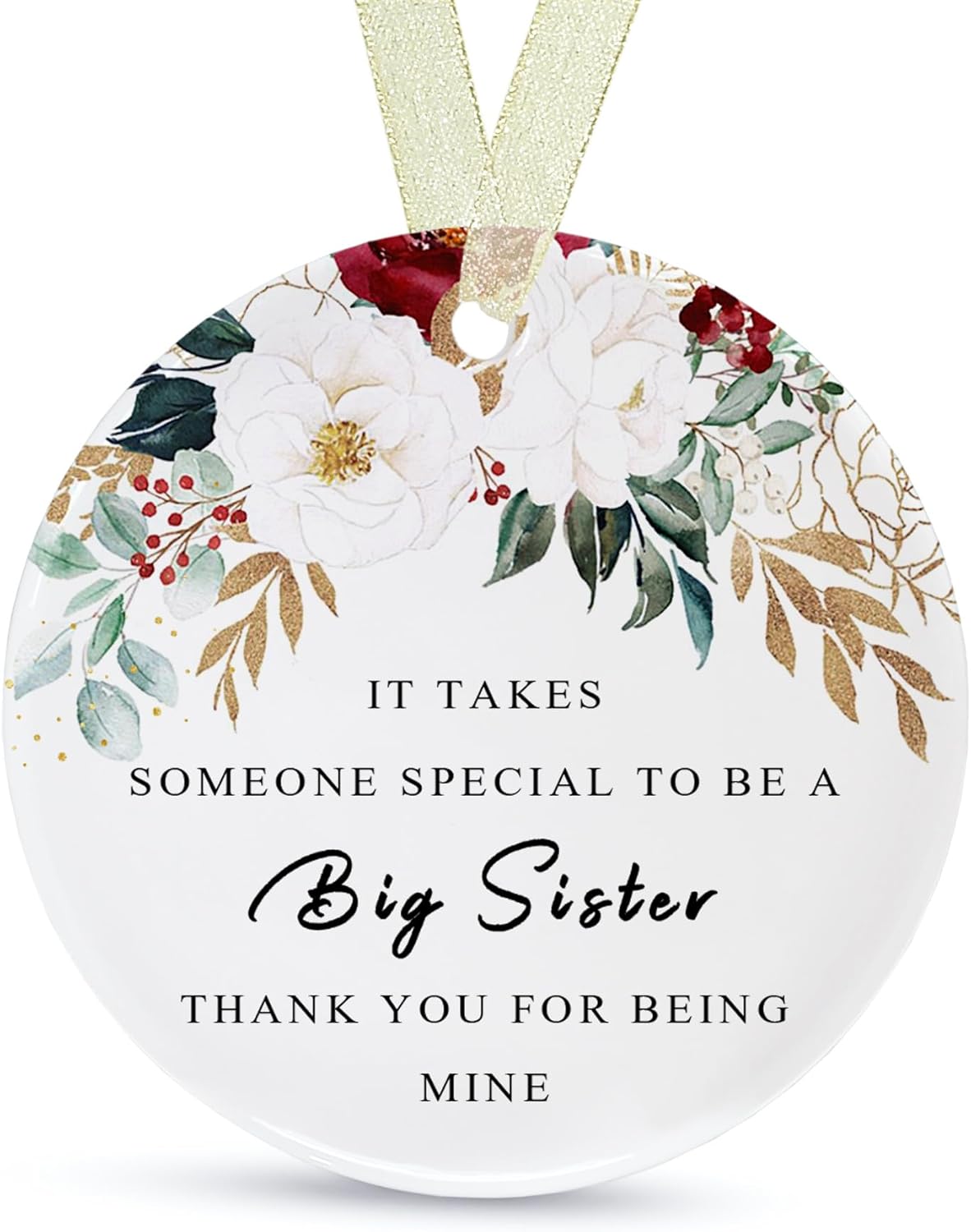 Sister Ornaments 2025 Sis Ornament Big Sisters Ornament Sister Christmas Ornament for Sisters Forever Ornament Sister Graduate Best Sis Ever Double-Sided Printing Ceramic(2.9"
