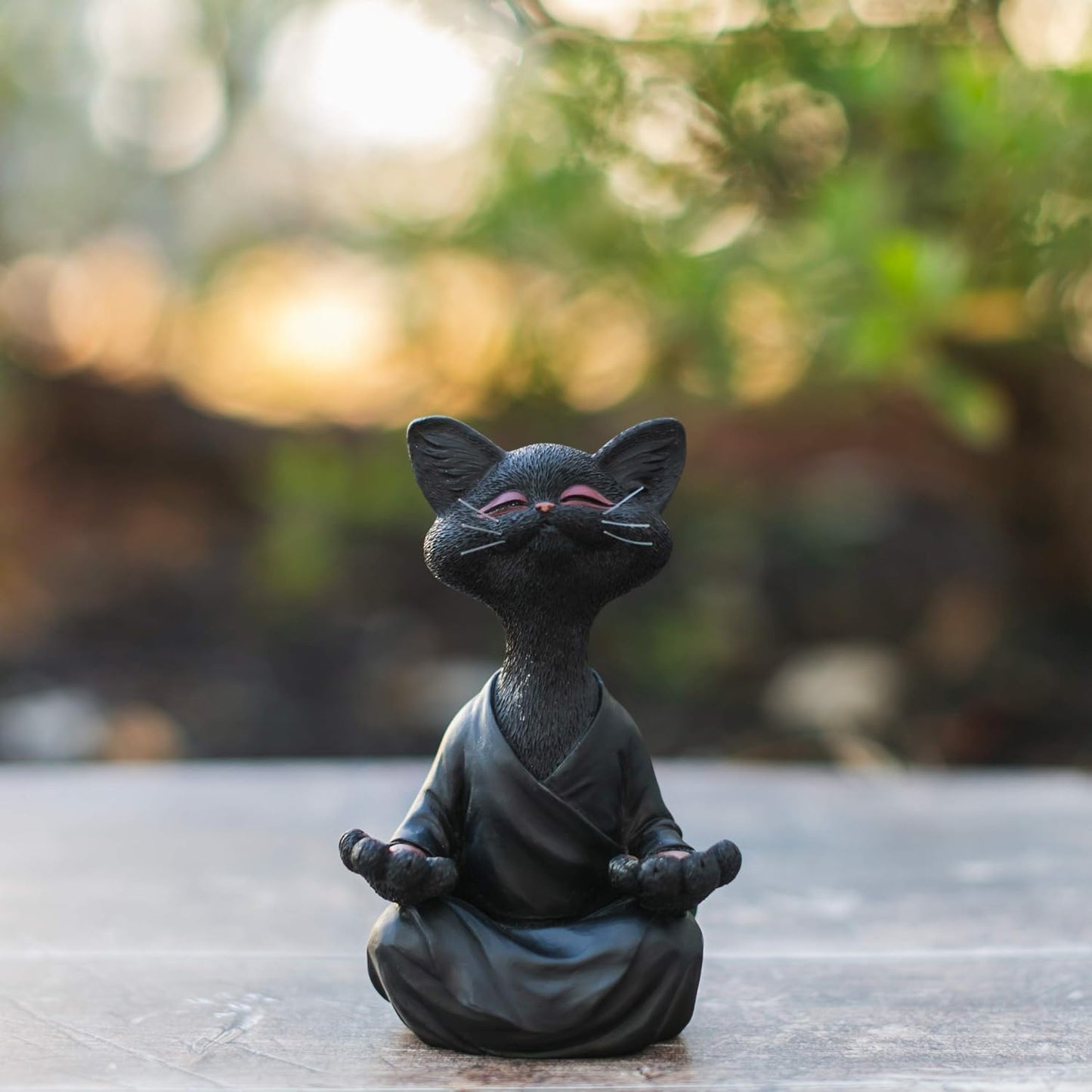 5" Whimsical Happy Cat Buddha Figurine – Zen-Inspired Resin Cat Statue – Meditating Animal Sculpture for Mindful Home or Office Decor – Peaceful Gift for Cat Lovers and Yoga Fans