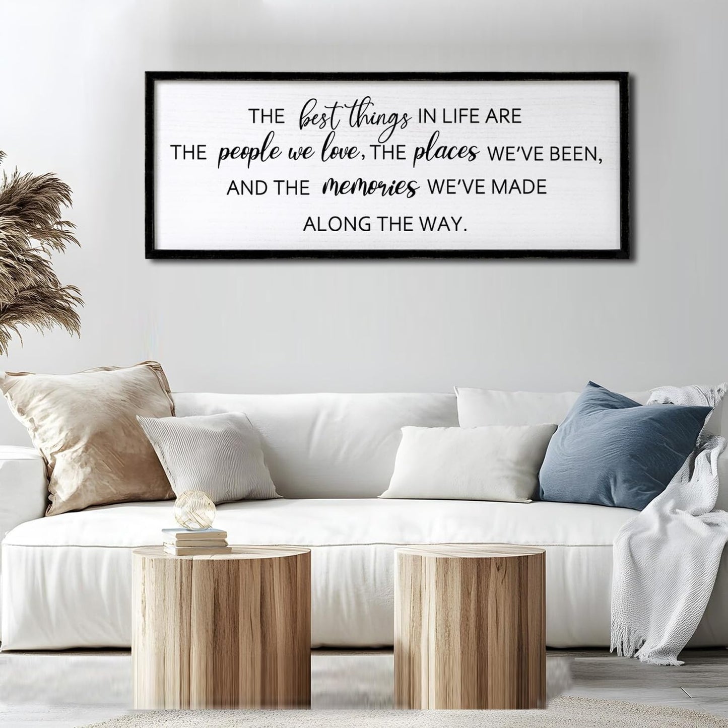 The Best Things in Life Framed Wall Art, 32''×12'' Rustic The Best Things in Life Sign for God Jesus Christ Prayer, Horizontal Holy Inspirational Family Home Decor