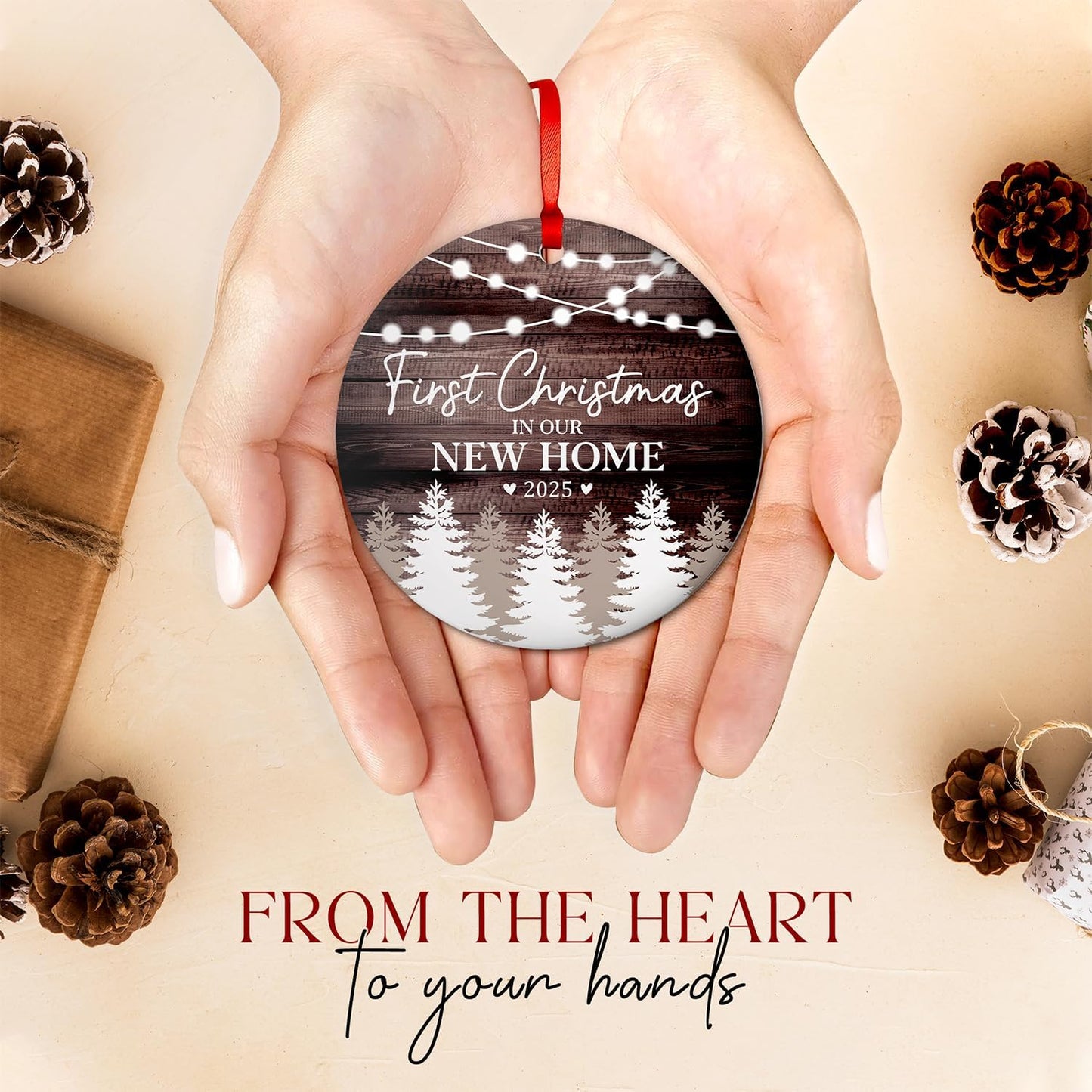 New Home Ornament 2025 - First Christmas in Our New Home Ornament - Housewarming Gifts for Women, Couples, Homeowners - First Home Gift Ceramic Christmas Ornament Keepsake, Home Décor 2025