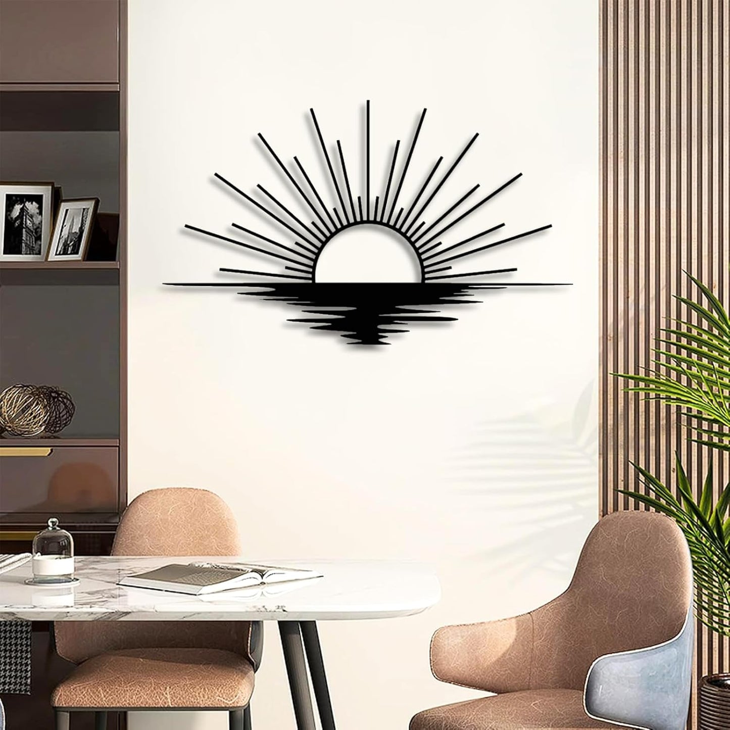 Sunrise Metal Wall Art, Metal Sun Wall Decor, Metal Sun Outdoor Decor, Large Metal Sun Wall Art, Sun Wall Art, Boho Sun Wall Art, Sunshine Metal Sign, Living Room Bedroom Wall Hangings (Gold, 39"x 23"| 100x59cm )