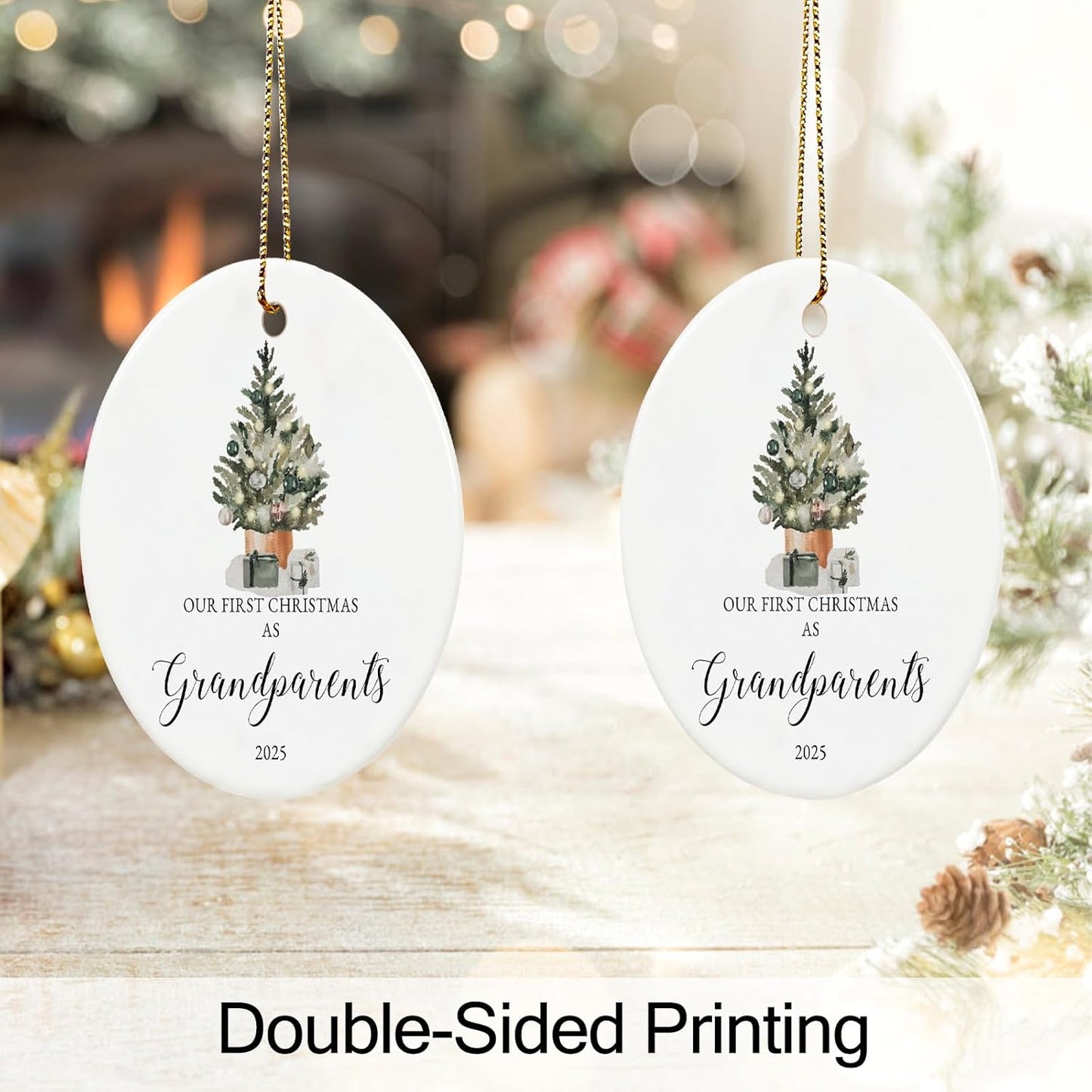 Our First Christmas as Grandparents Ornament 2025,First Time Grandparent Gifts for New Grandparents, Ceramic Keepsake New Grandparents Christmas Ornaments with Ribbon and Box