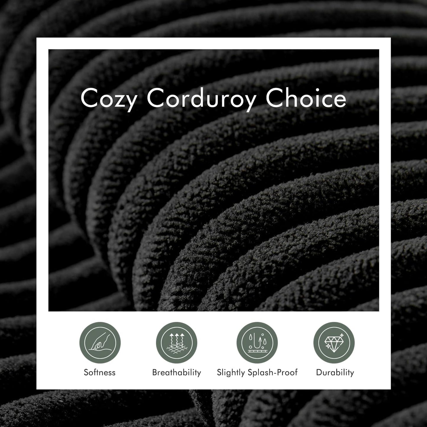 Boneless Sectional Cloud Couch Sofa Bed for Living Room, 112" Modular Modern Lounge 3 Seater Sleeper Black Couches with Chaise, No Assemble, Cordury Compression Upholstered Sofas