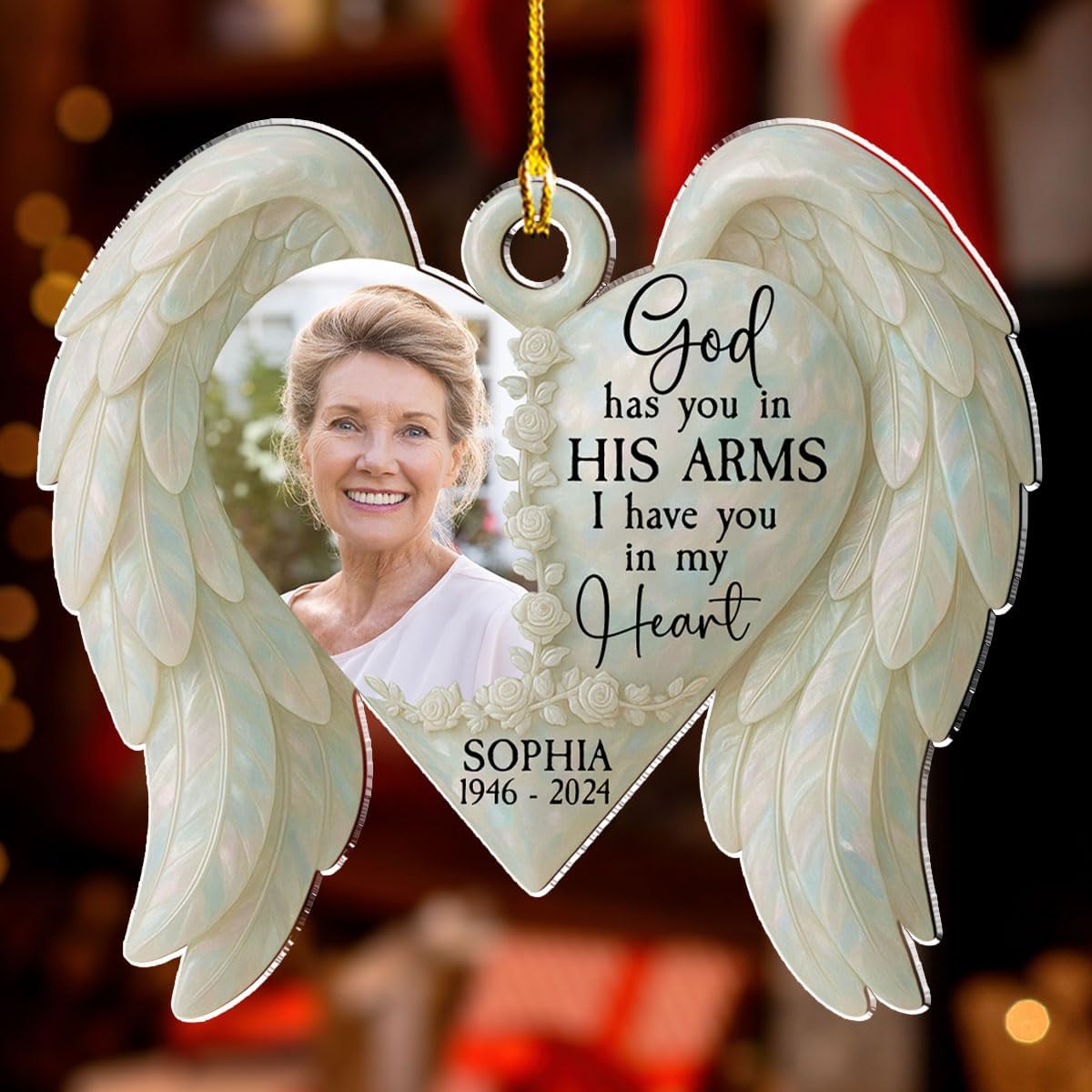 Personalized Custom Photo Acrylic Ornament for Loss of Loved Ones - God Has You in His Arm, Memorial Ornaments for Deceased