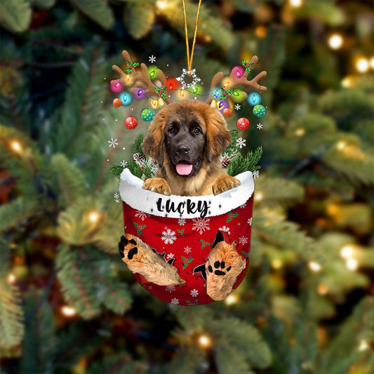 Leonberger Dog Christmas Ornament, Leonberger in Snow Pocket Christmas Tree Ornament, Dog Lovers Gift Idea Xmas Decor, Christmas Decorations for Tree, Christmas Ornament Gift for Dog Lovers