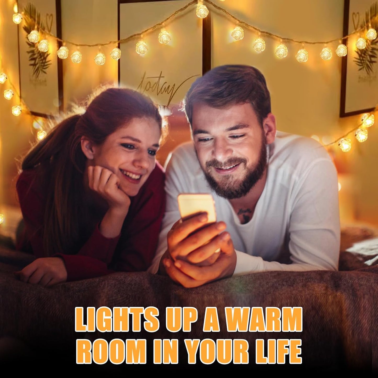 String Lights Indoor, 33Ft 80 LED Rose Flower Lights, 8 Modes Dimmable & Timeable Twinkle Lights, Festival Christmas Decorations for Bedroom Living Room, White, USB Plug, Remote