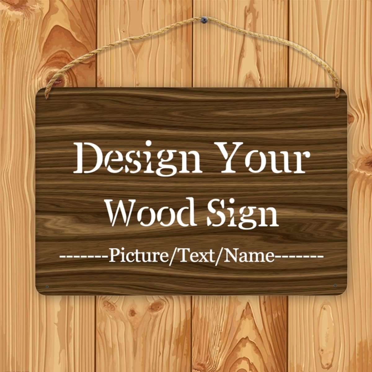 Personalized Wood Board Hanging Door Sign, Custom Welcome Sign Add Your Design, Customized Wall Plaque for Porch, Wall, House, Garden, Yard, Home, Farmhouse, Decor Hanging 11.8x7.8 inch