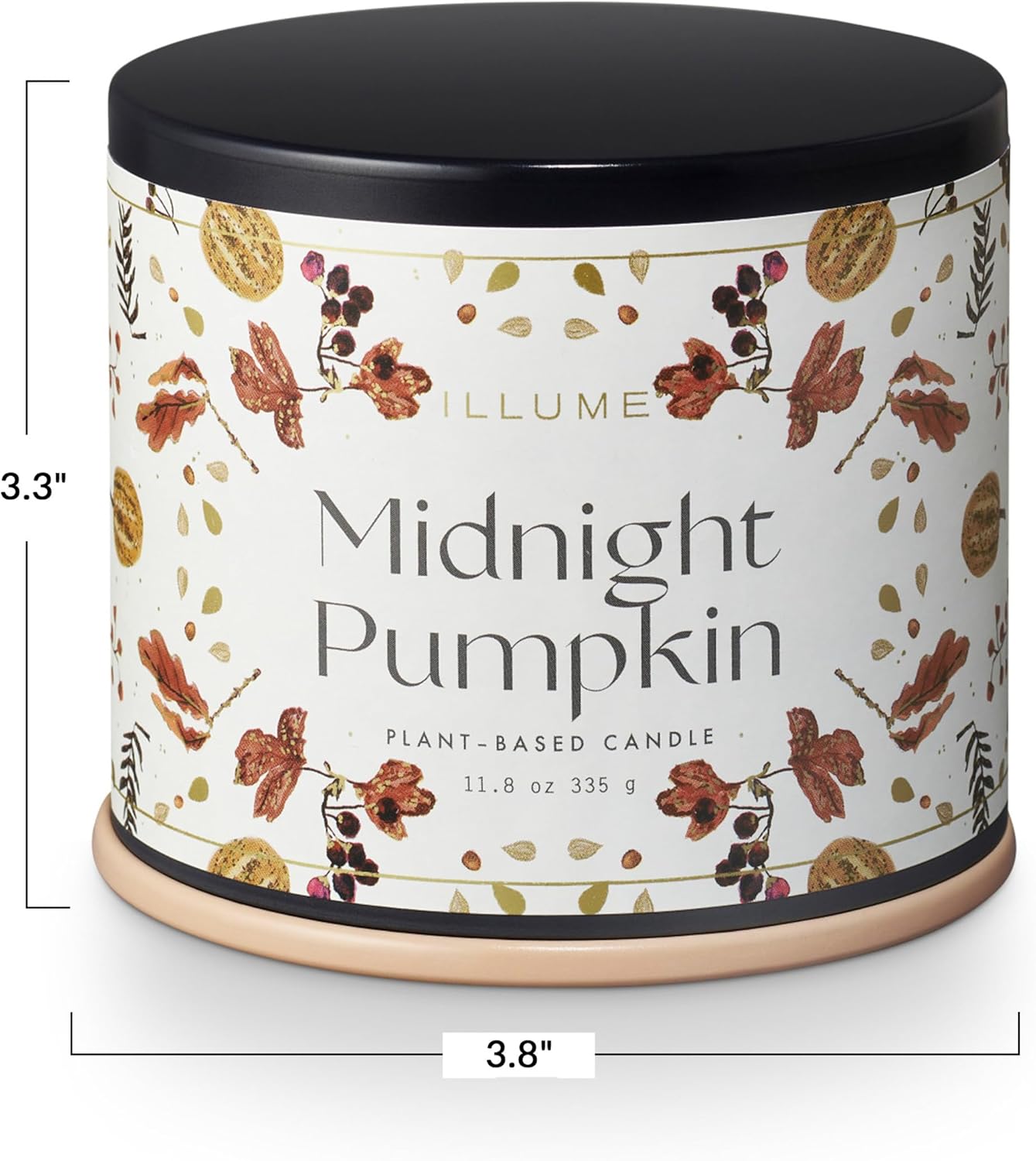 ILLUME Noble Holiday Collection Midnight Pumpkin Vanity Tin Candle, 11.8 oz