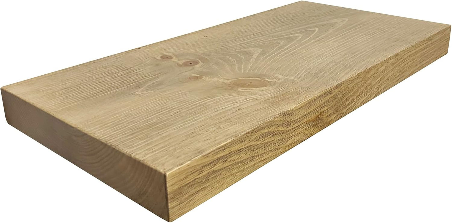 Joel's Antiques 24 Inch Wooden Floating Shelves for Wall - 24x12x2 in - Made of Natural Wood - Short Deep Heavy Duty Rustic Wall Shelves for Bedroom - Perfect for Bathroom, Kitchen - Natural
