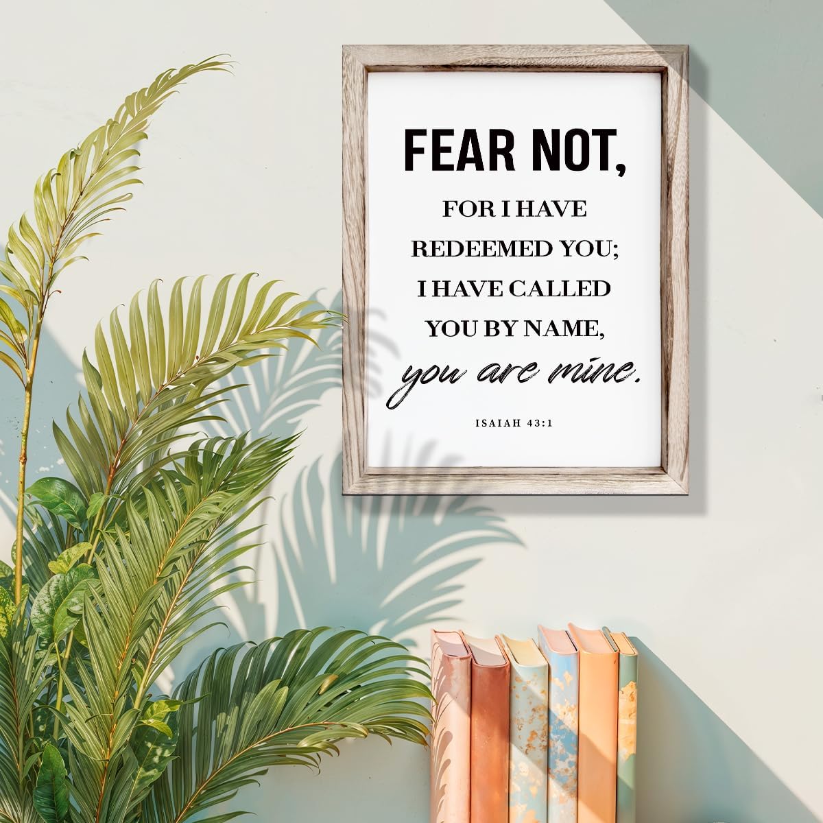 Christian Wooden Wall Sign, Bible Verse Hanging Decor, Master Bedroom Decors, Religious Home Decor, Framed Wall Plaque Sign 15 * 11.5 inches, Christian Gift, Fear Not, for I Have Redeemed You