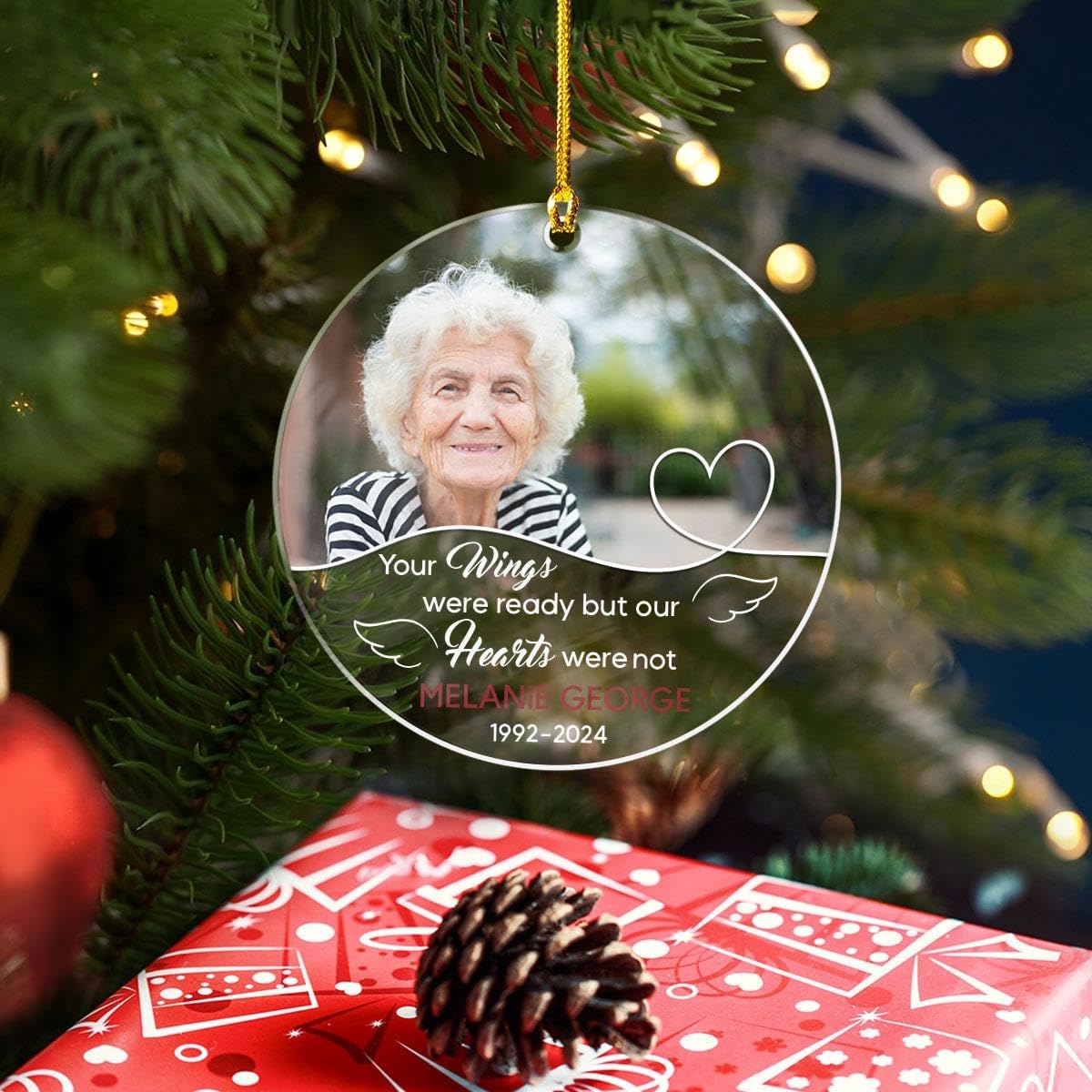 Personalized Memorial Grandma Christmas Custom Photo Acrylic Ornament 2024 for Christmas in Heaven Remembrance Grandma Sympathy Gift