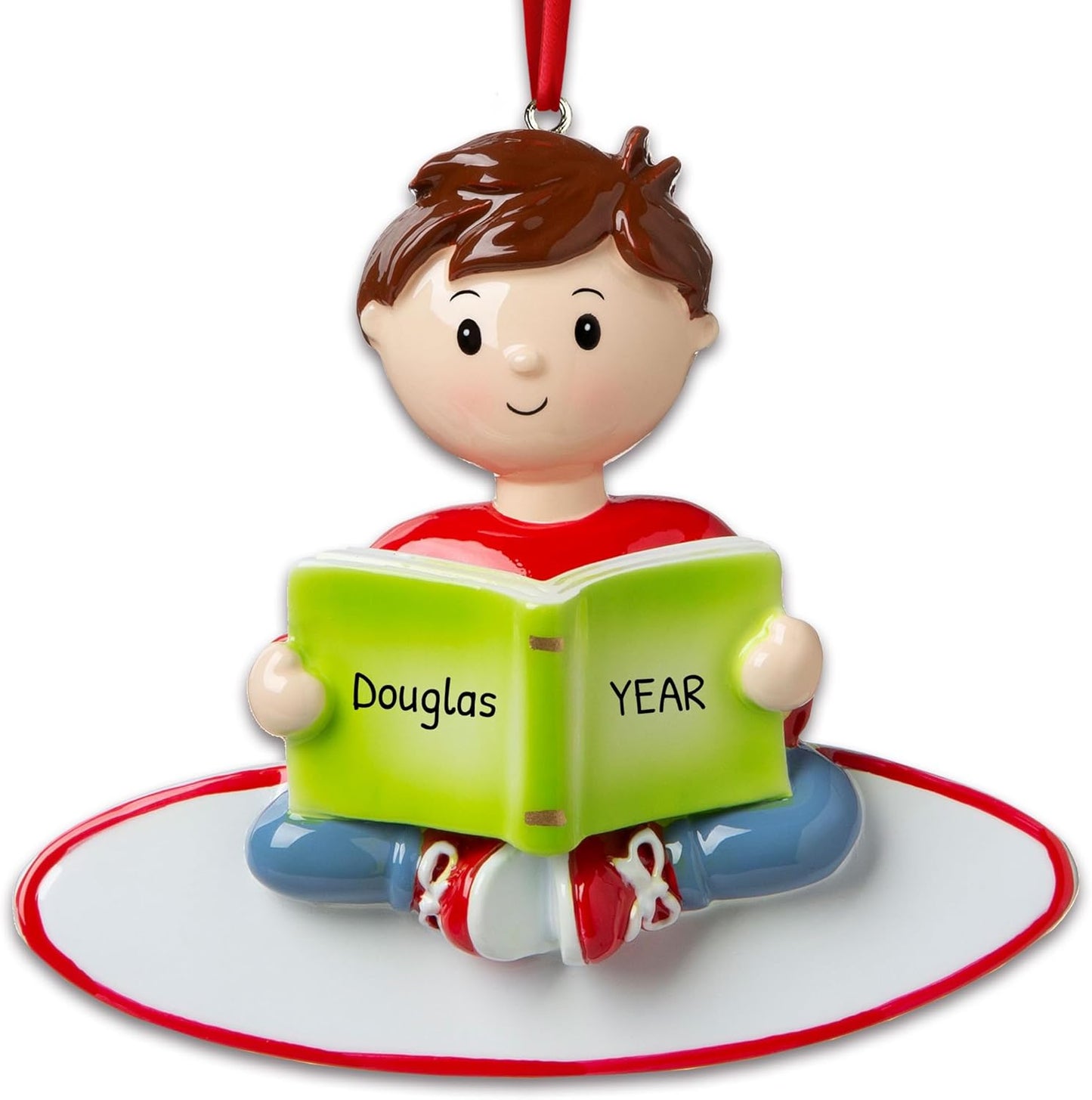 Personalized Child Christmas Tree Ornament - Toddler Pajamas Sleep Time Story Book Reader PJs Lover Kid - Free Customization