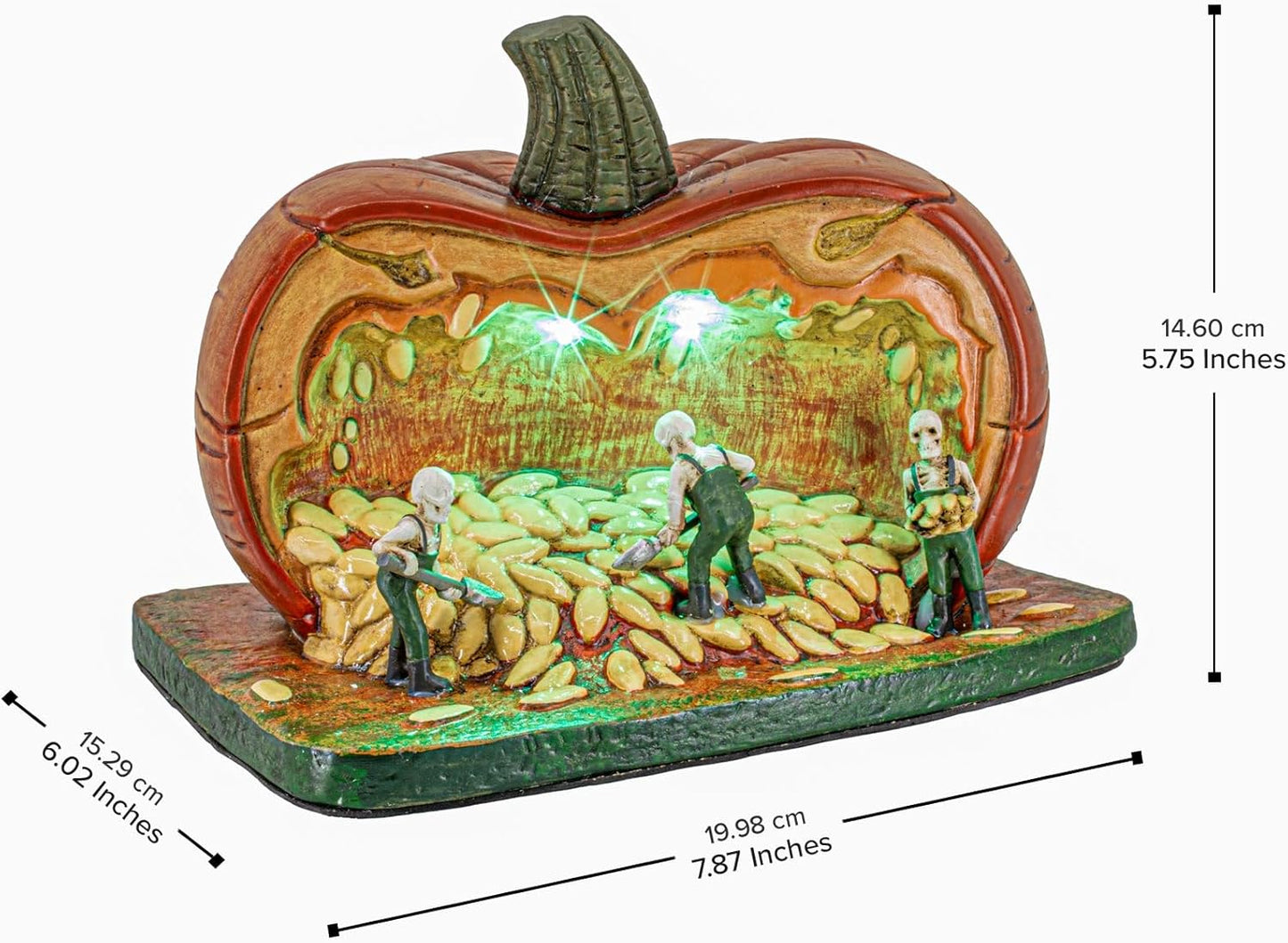 Gourd Gathering Ghouls Pumpkin Theme Spooky Halloween Village Porcelain Colorful LED Lights 7.75" x 6" x 5.75"