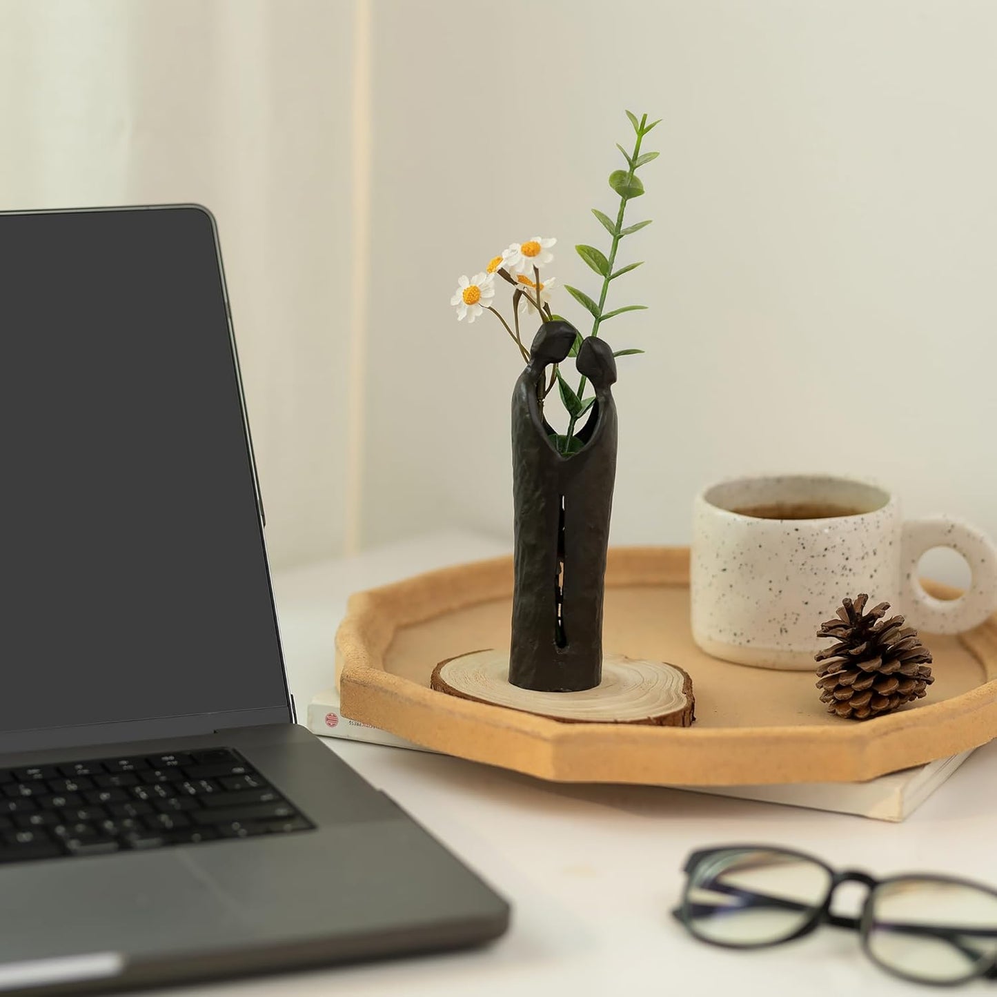 Sziqiqi 6th Anniversary Wedding Gift: Iron Gifts for 6th Anniversary for Couple - Romantic Couple Statue Metal Love Sculpture Black Abstract Figurines for Home Decor Women Her Wife Girlfriend Him Men