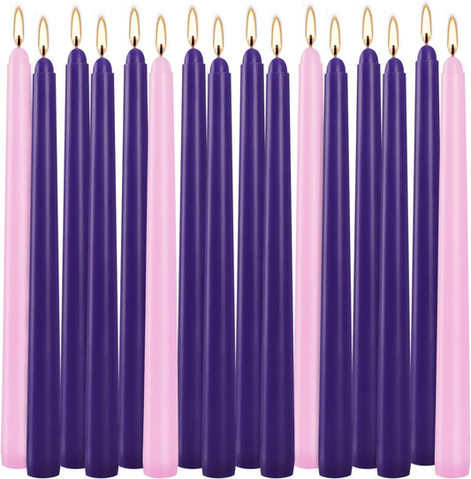 16 Pack Advent Taper Candles Premium Hand Dipped 10in Unscented Christmas Taper Candles - Ideal for Seasonal Celebrations, Holidays, Church, Celebration, Party