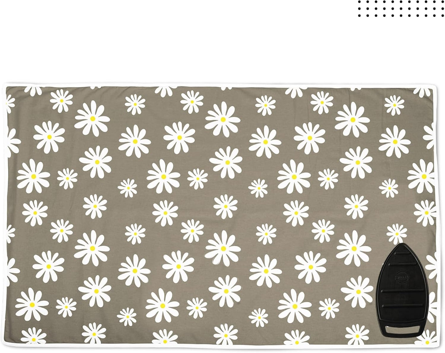 Encasa XO Ironing Mat/Pad (Large 48"x28") with 3mm Padding & Silicone Iron Rest for Steam Pressing on Tabletop or Bed - Heat Resistant, Portable, Quilting & Travel Blanket - Daisy Grey