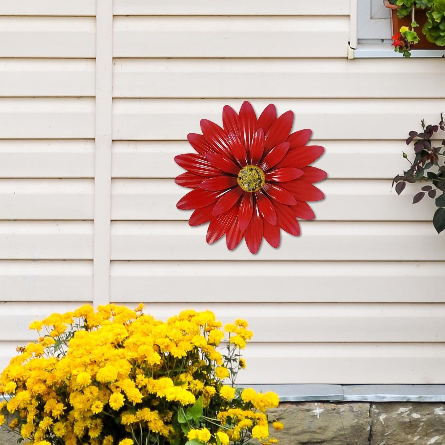 Metal Flowers Outdoor Decor 13" Metal Sunflower Wall Art Decorations Sunflower Wall Decor for Kitchen Living Room Porch Garden Yard