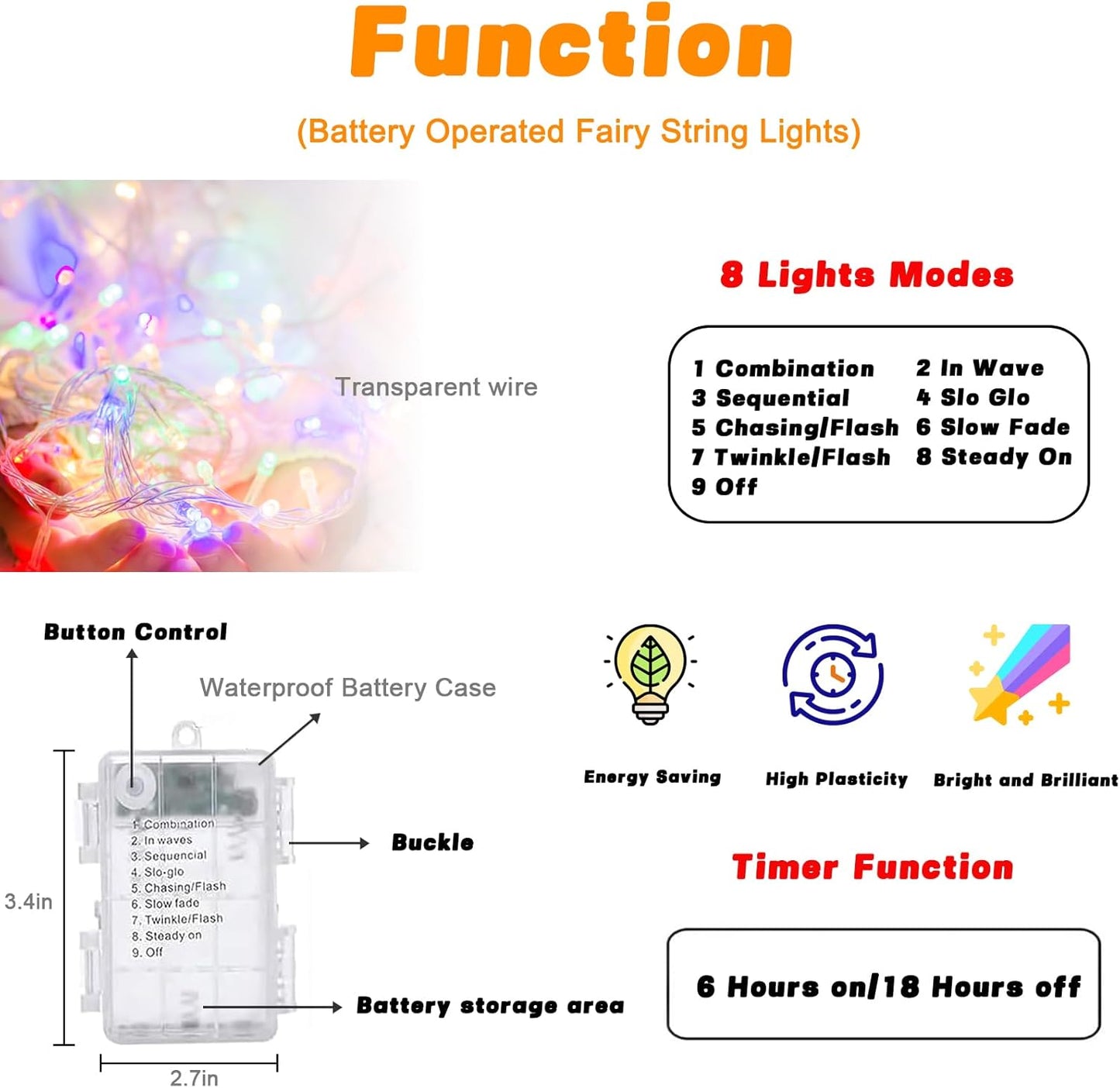 Easter Lights Battery Operated Fairy Lights, 2 Pack 33FT 100LED Multicolor easter String Lights, 8 Modes Waterproof Pastel Light Indoor Outdoor, Twinkle Lights for Room Garden Party Easter Decorations