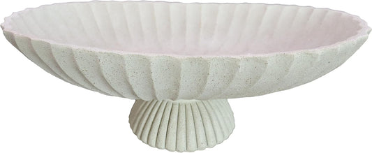 14.5" Large Decorative Long Bowl decor - Fluted Scalloped Decorative Bowls for Home Decor - Ruffle Decor,Stylish Key Bowl for Entry Table,Decorative Fruit Bowls for Kitchen Counter,Light Gray