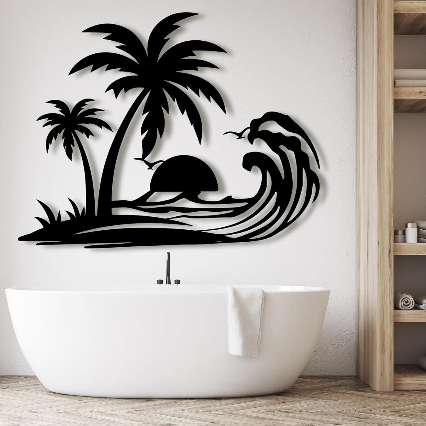 Palm Tree Metal Wall Decor,Palm Tree Metal Wall Art,Metal Palm Tree,Metal Palm Tree Wall Decor,Tropical Metal Wall Art,Beach Wall Decort,Metal Wall Decor (style 1,white,47 L" x 37 W" / 120 x 94 cm)