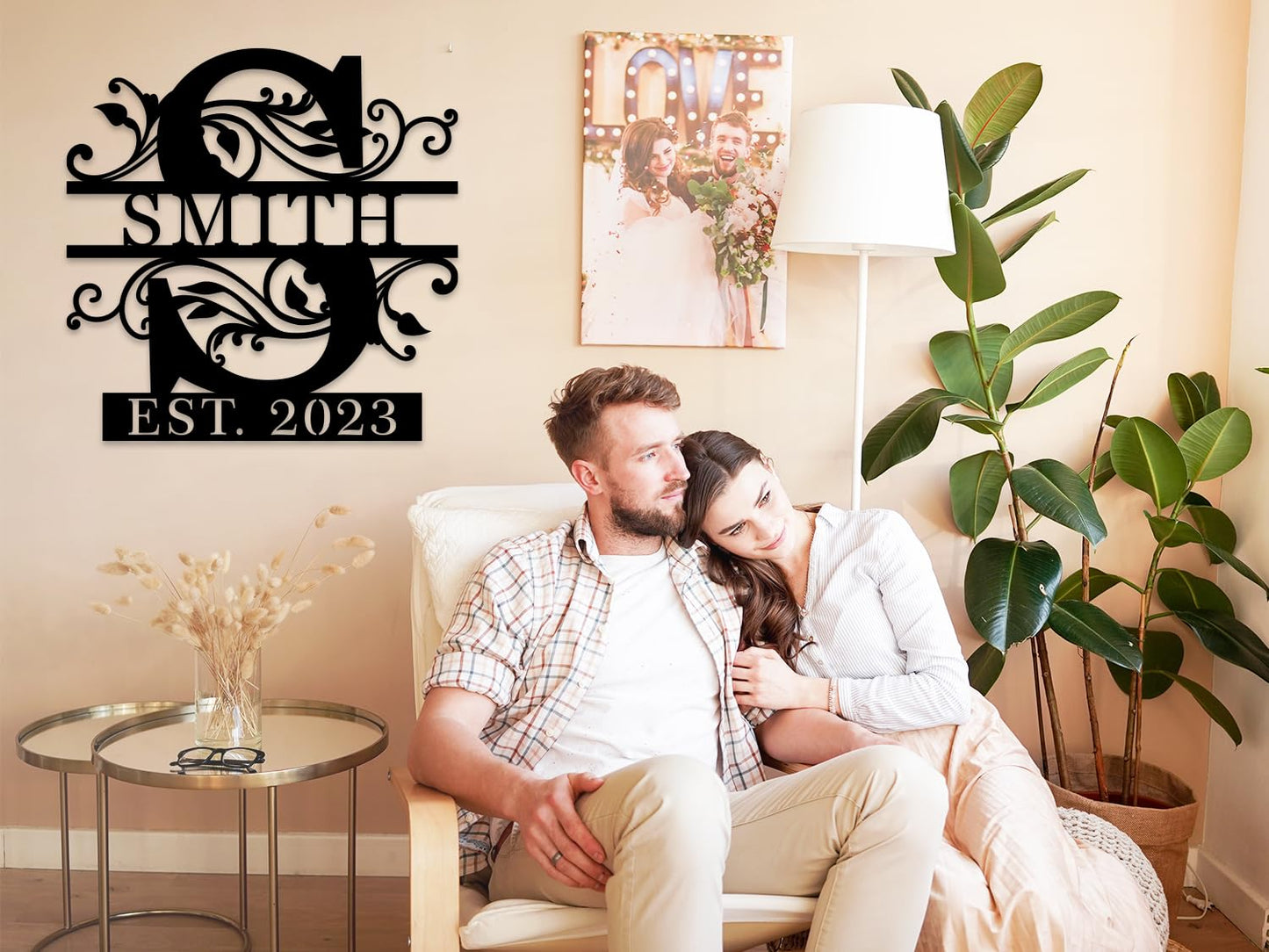 Custom Metal Name Sign | Personalized Metal Signs | Split Letter Monogram Wall Decor | Last Name Sign | Family Name Sign | Anniversary Wedding Gift | Outdoor Metal Art | Housewarming Gift