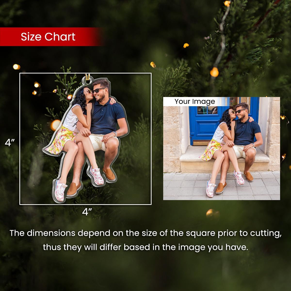 Personalized Custom Photo Ornament for Couple, Christmas Acrylic Ornament Gifts for Men Women, Newlywed Couple, Boyfriend Girlfriend, Christmas Hanging Decor