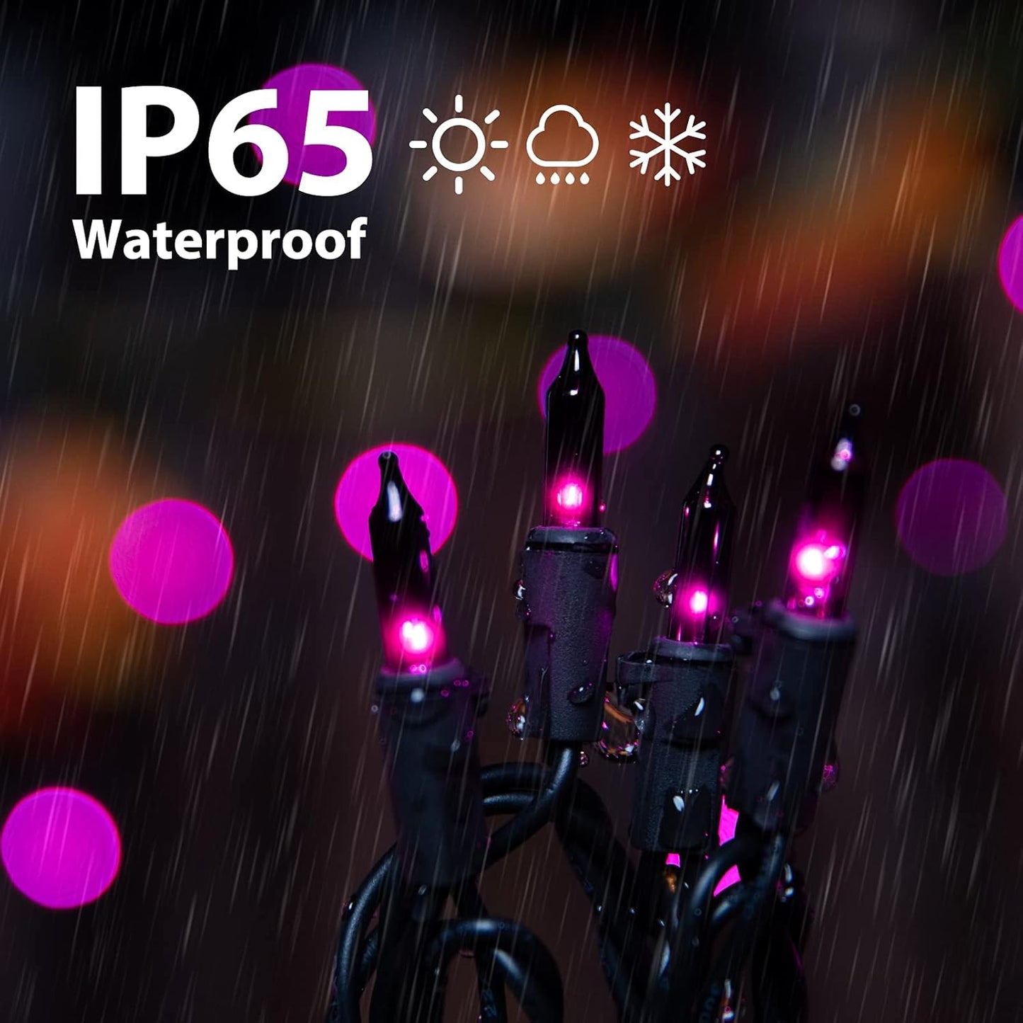 Minetom Halloween String Lights Outdoor 100 Count 25 Feet Incandescent Bulb Mini Lights for Christmas Indoor Garland Party Festival Decoration, Purple