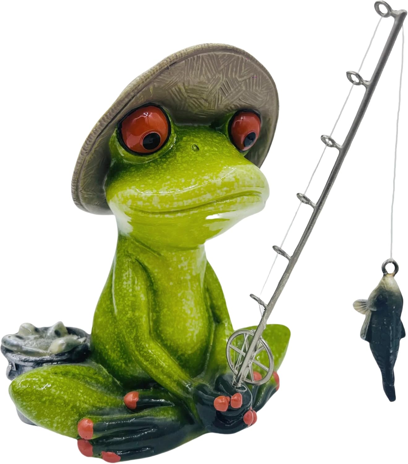 Frog Fishing Decor, Summer Garden Statues, Ocean Beach Decorations, Home Bookshelf Desktop Statues Shelves Bathroom Decorative Ornaments Gift (Frog Fishing)