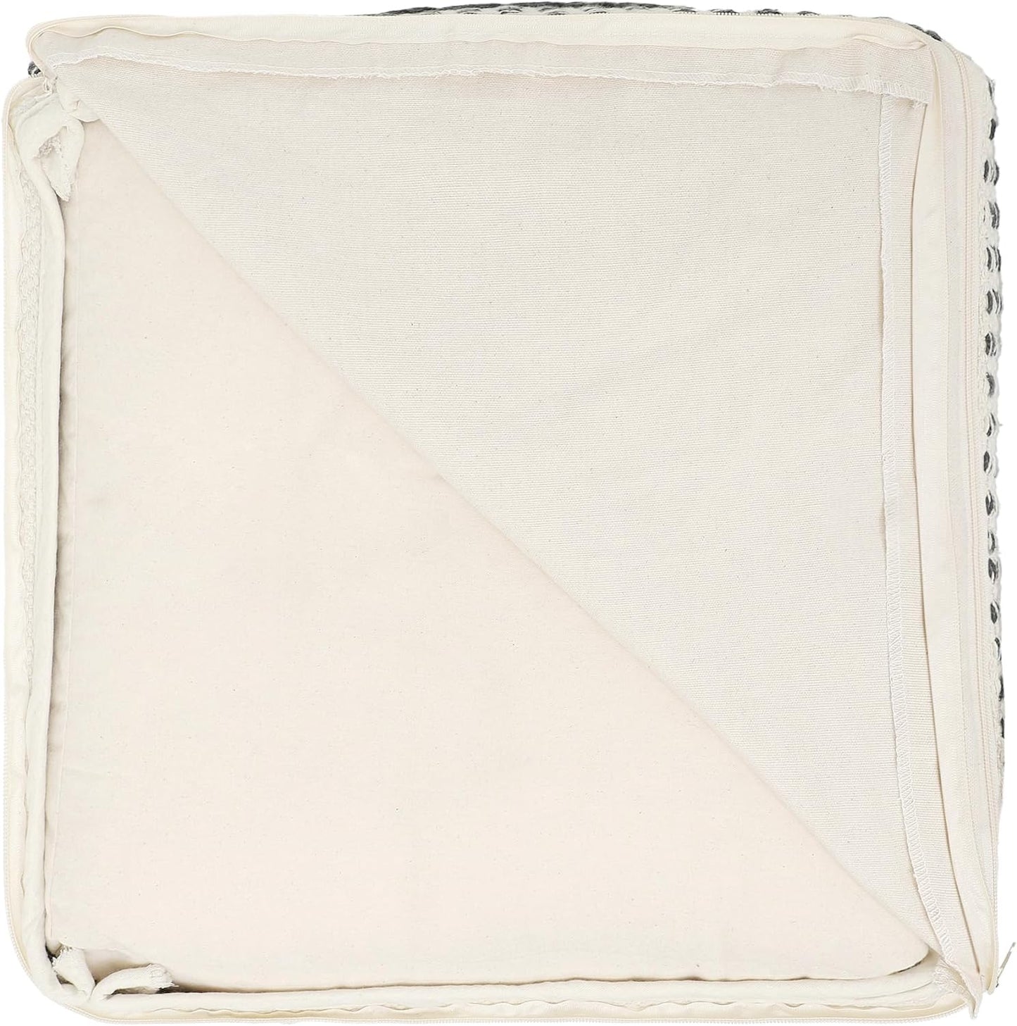 REDEARTH · Tufted Pouf Ottoman with Filler Textured Storage Cube Bean Bag Pouffe Footrest for Living Room, Bedroom, Nursery, Kidsroom; 100% Cotton (17.5"X17.5"X17.5", Cube Diamond Medley Gray)