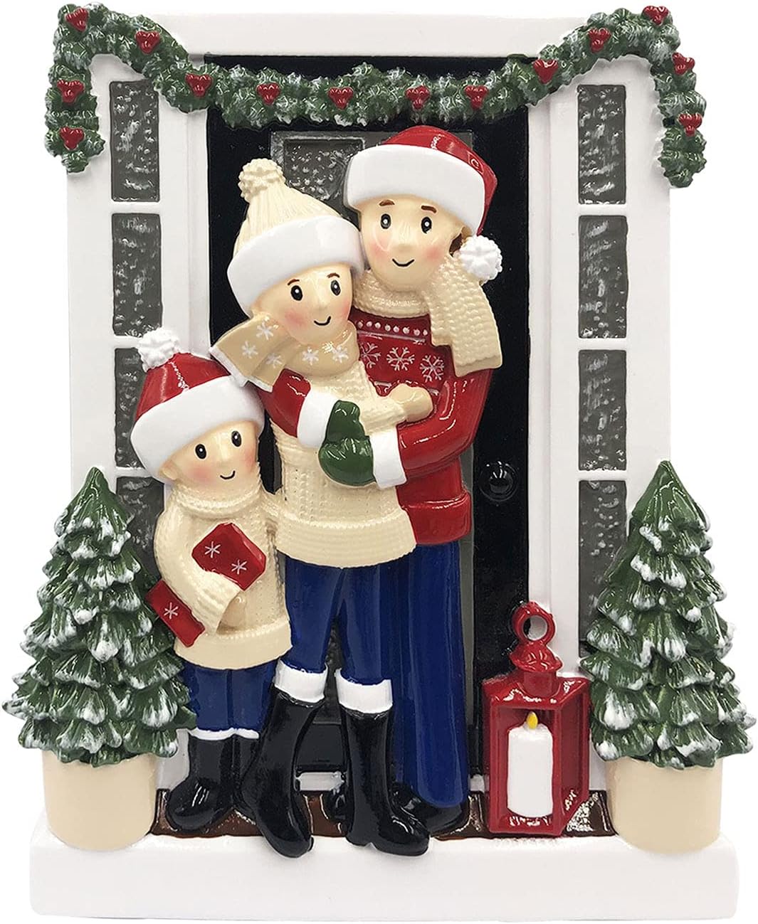 3D Welcoming Family of 3 Christmas Ornament 2025 Personalized Family Christmas Ornaments 2025 | Doorway Home Keepsake Personalized Tree Ornaments Customizable Gifts Winter Sweaters of Three Ornament