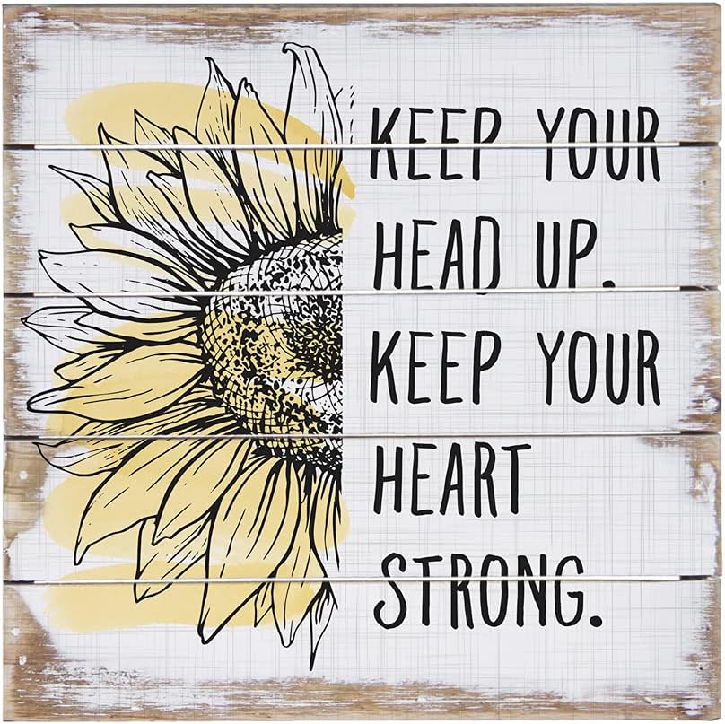 Simply Said, INC Perfect Pallets Petites - Keep Your Head Up. Keep Your Heart Strong - 8 x 8 in Distressed Rustic Wood Sign PET20188