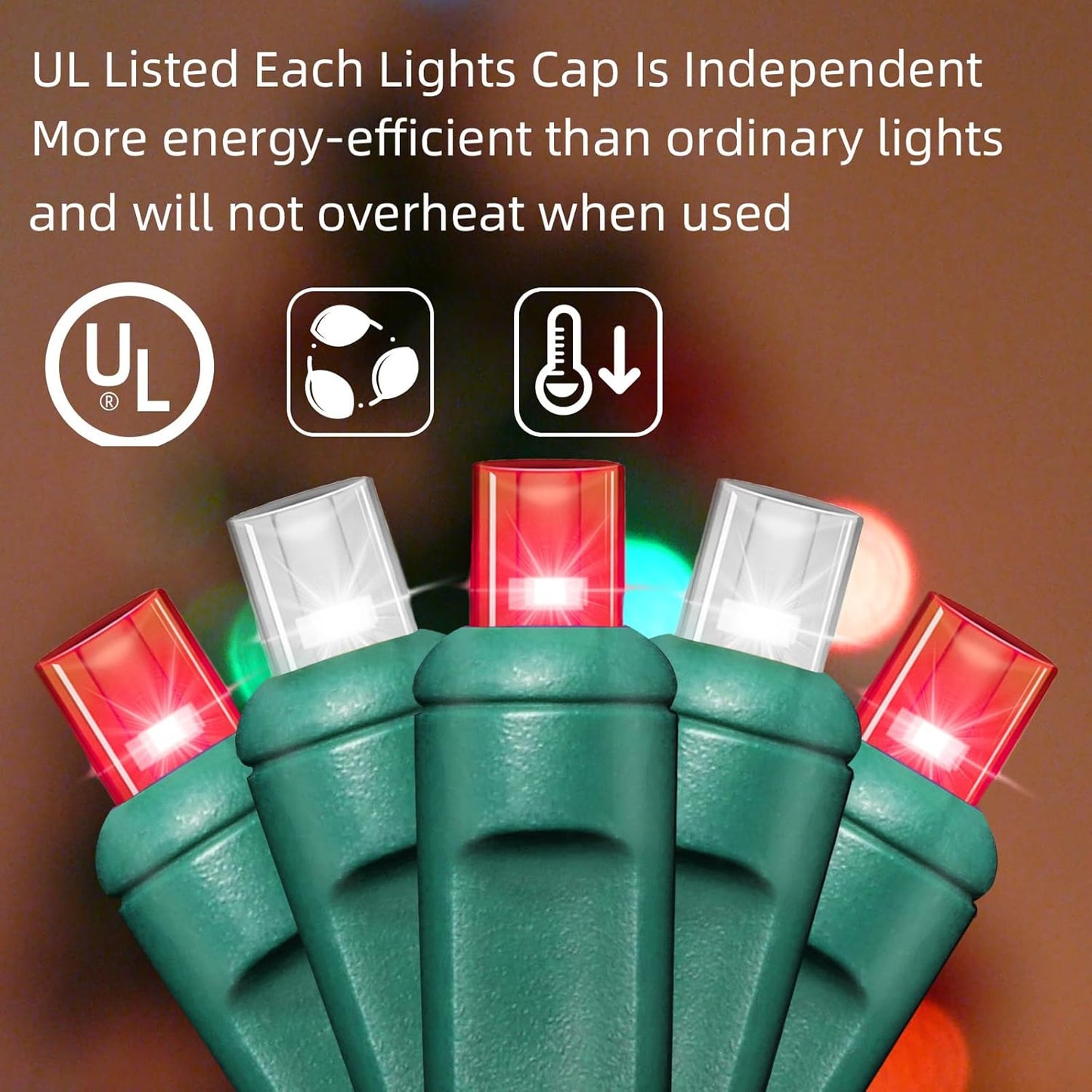 600LED (12pk of 50L) String Lights,LED Christmas Lights, 6" SPACING,Green Wire,Red and White